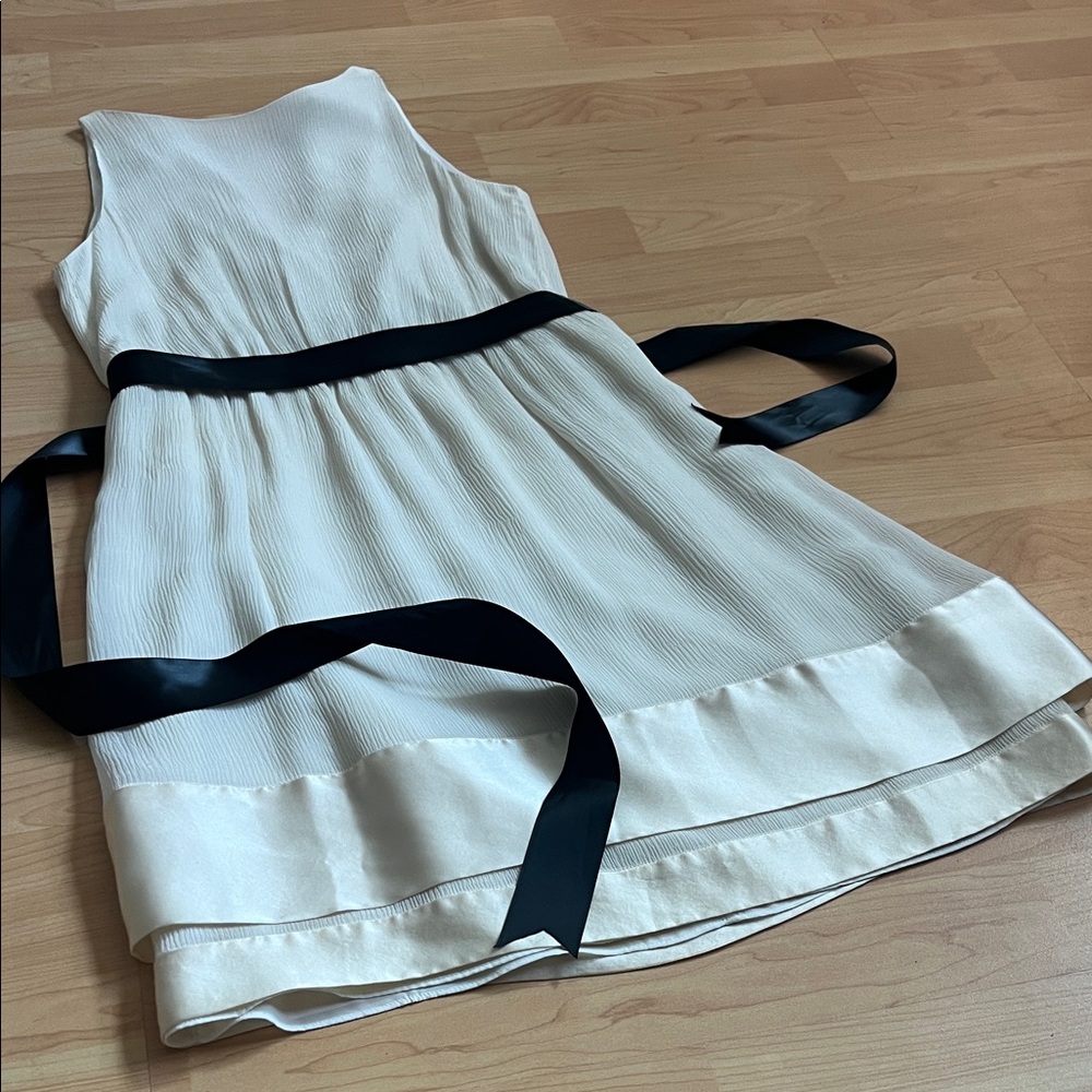 Banana Republic Cream Dress with Black Ribbon